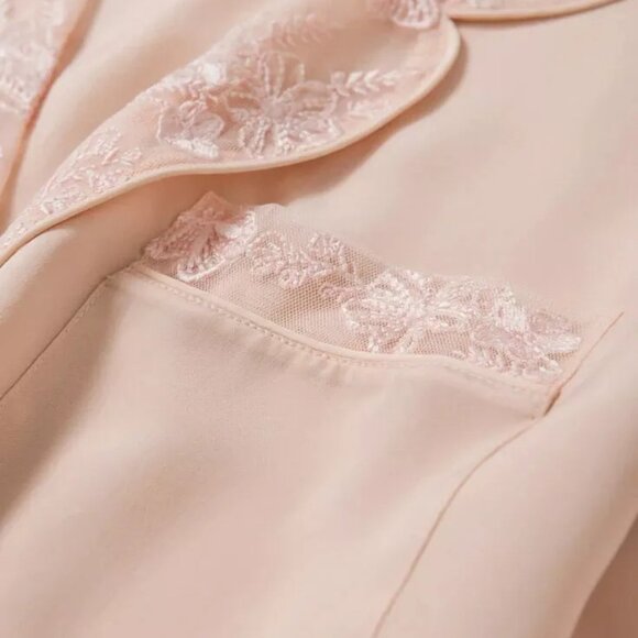 Robed with Love Katelyn Pink 4 piece Pajama Set Top, Pants, Shorts - Silky Lace - Picture 6 of 15